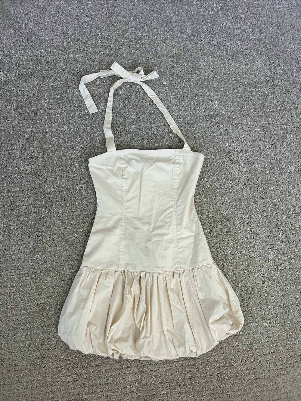 Edikted Cream Halter Bubble Mini Dress Size XS!